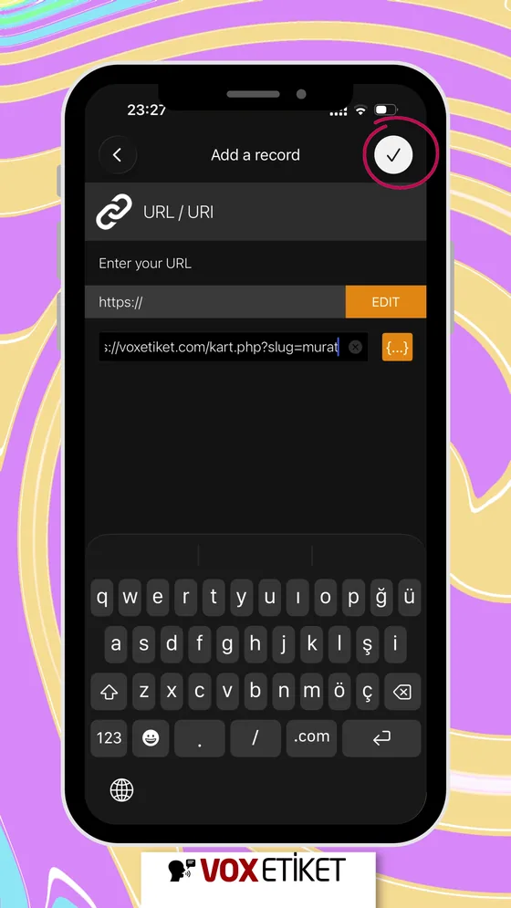NFC Tools profil URL girişi
